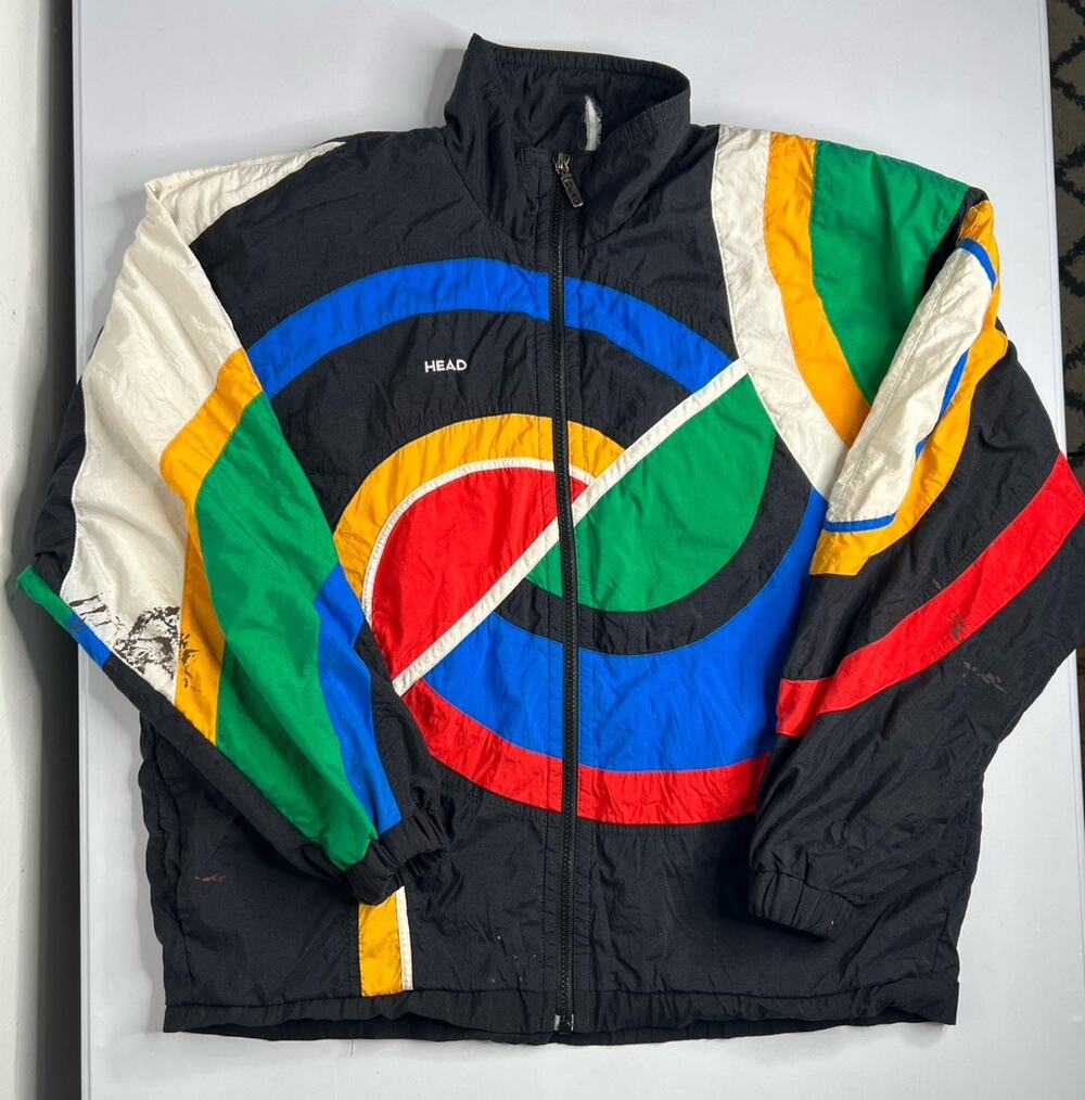 Vintage Head Jacket Multicolor Colorblock Windbreaker Full Zip 90s Men’s Large